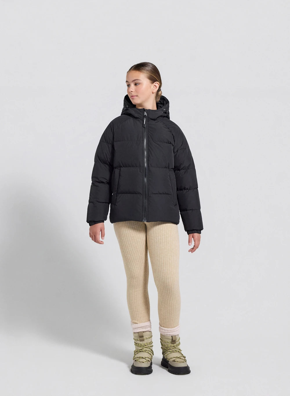 Children's unisex hooded down jacket Pyrenex Sten Smooth black