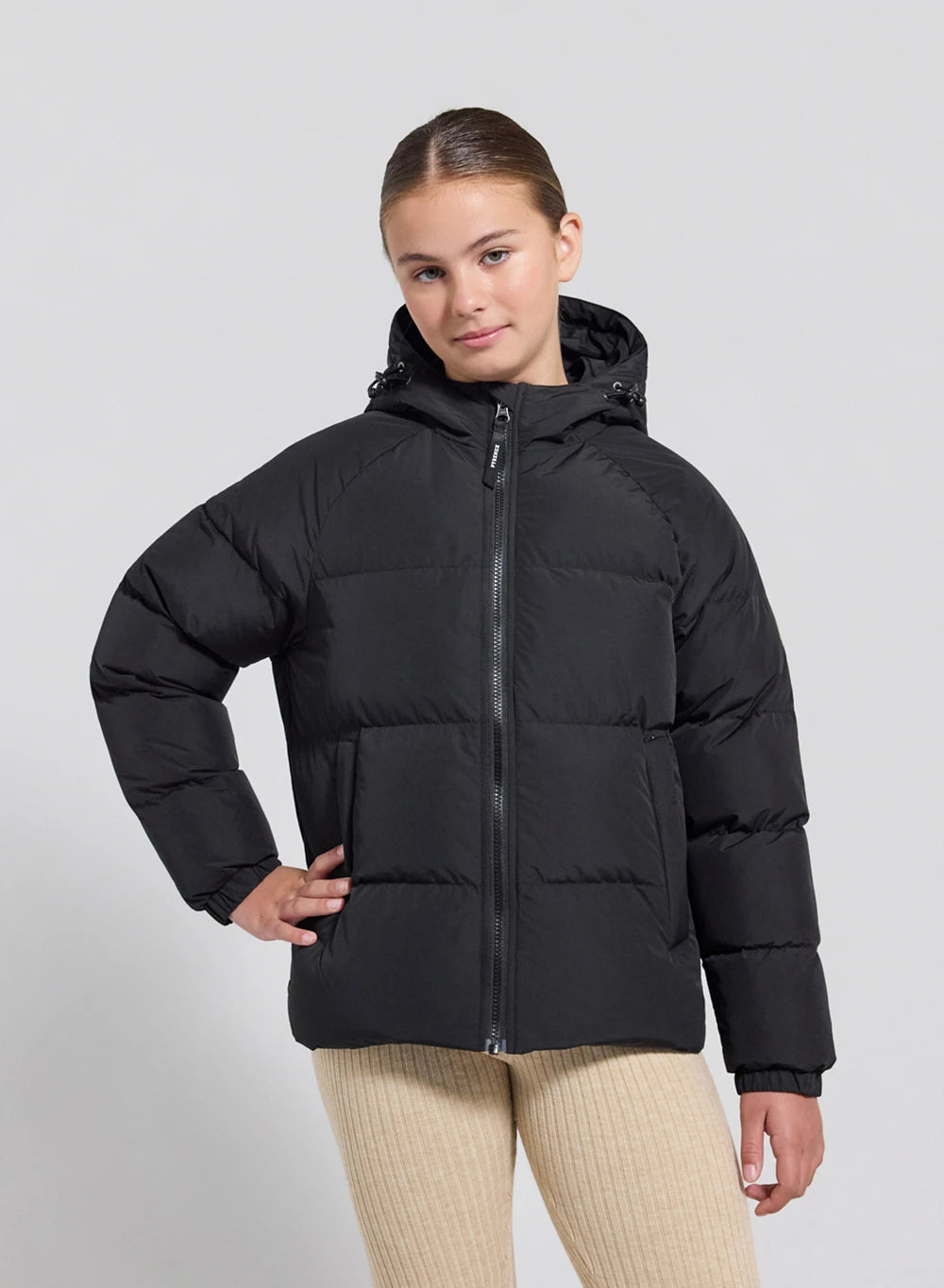 Children's unisex hooded down jacket Pyrenex Sten Smooth black