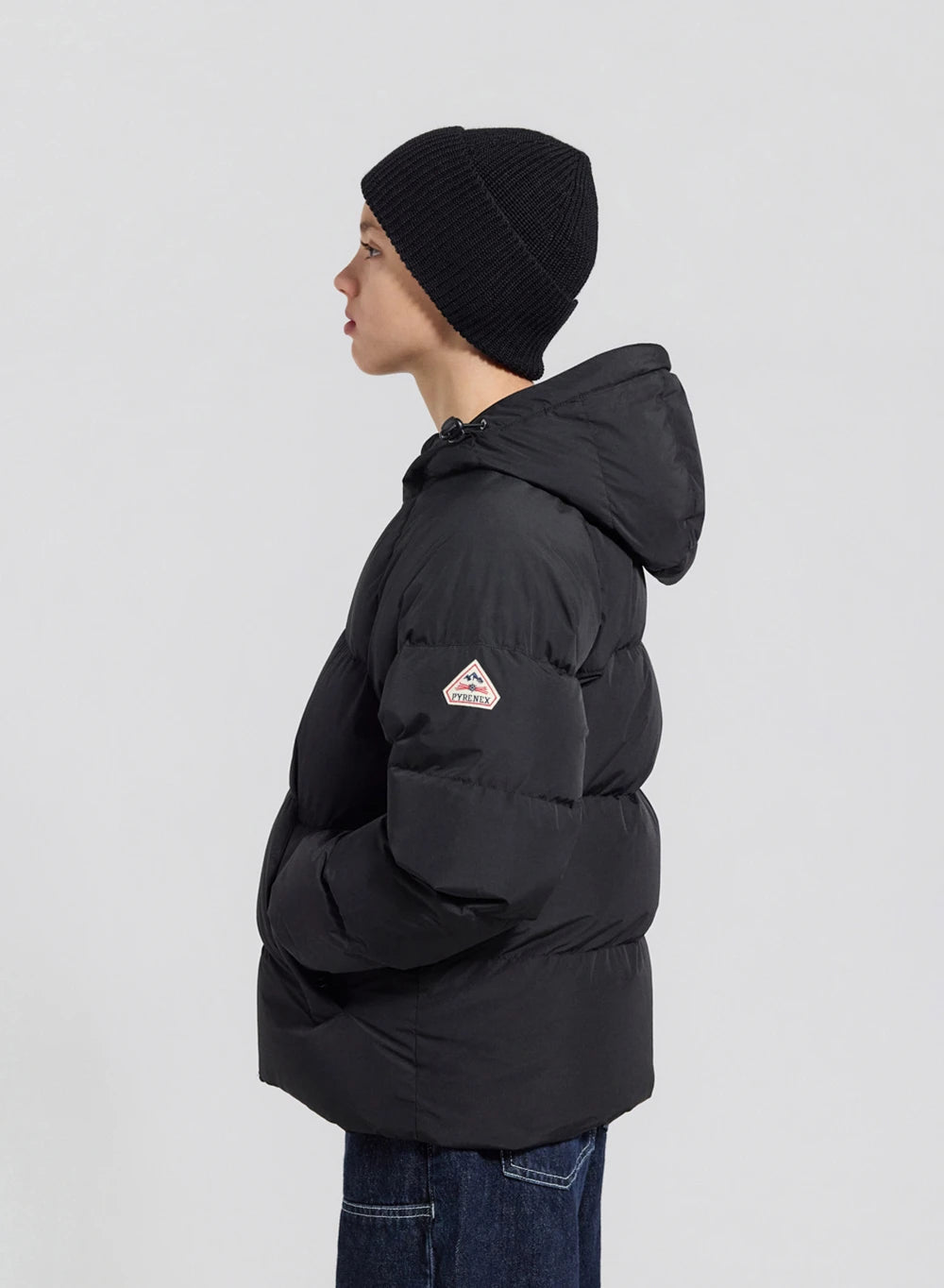 Children's unisex hooded down jacket Pyrenex Sten Smooth black