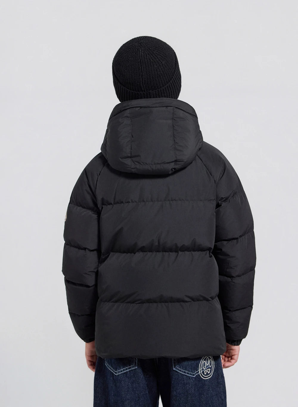 Children's unisex hooded down jacket Pyrenex Sten Smooth black