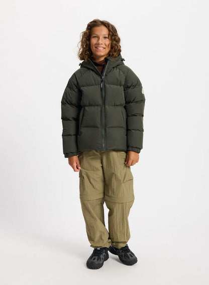 Pyrenex Sten Smooth unisex children's hooded down jacket in khaki