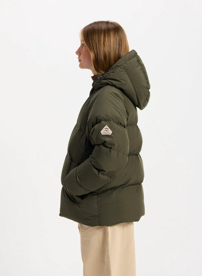 Pyrenex Sten Smooth unisex children's hooded down jacket in khaki