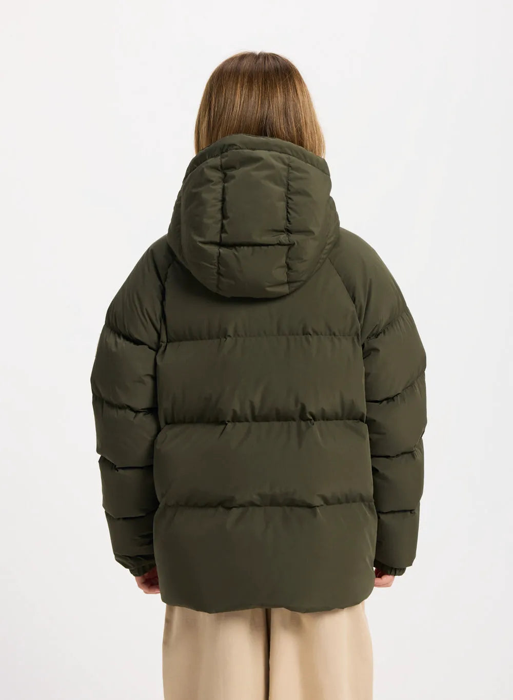 Pyrenex Sten Smooth unisex children's hooded down jacket in khaki