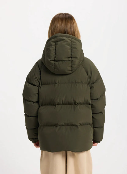 Pyrenex Sten Smooth unisex children's hooded down jacket in khaki