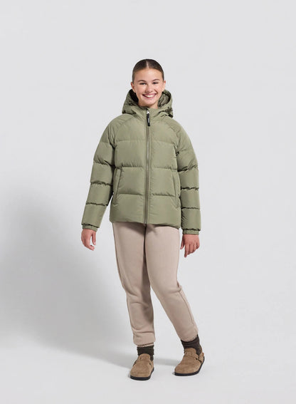 Unisex hooded children's down jacket Pyrenex Sten Smooth light khaki