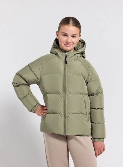 Unisex hooded children's down jacket Pyrenex Sten Smooth light khaki