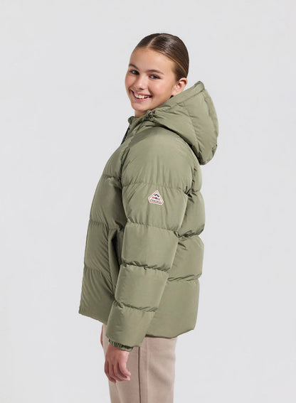 Unisex hooded children's down jacket Pyrenex Sten Smooth light khaki