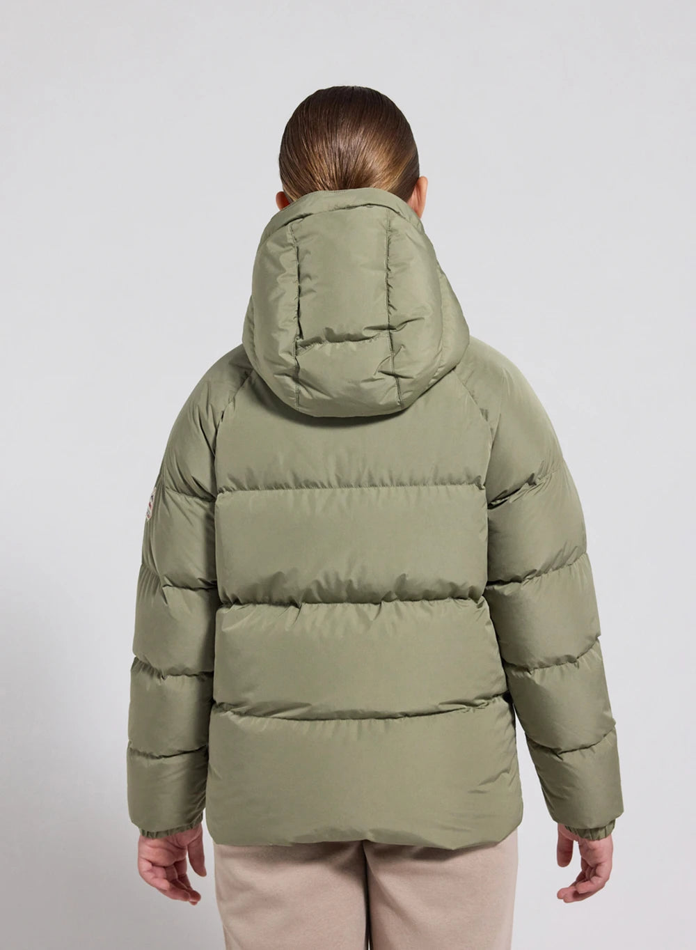 Unisex hooded children's down jacket Pyrenex Sten Smooth light khaki