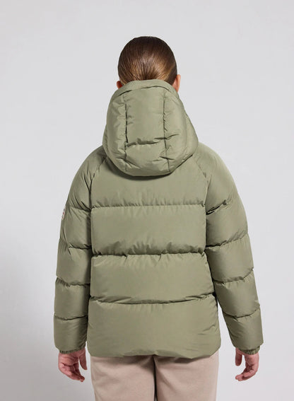 Unisex hooded children's down jacket Pyrenex Sten Smooth light khaki