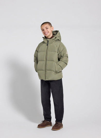 Unisex hooded children's down jacket Pyrenex Sten Smooth light khaki