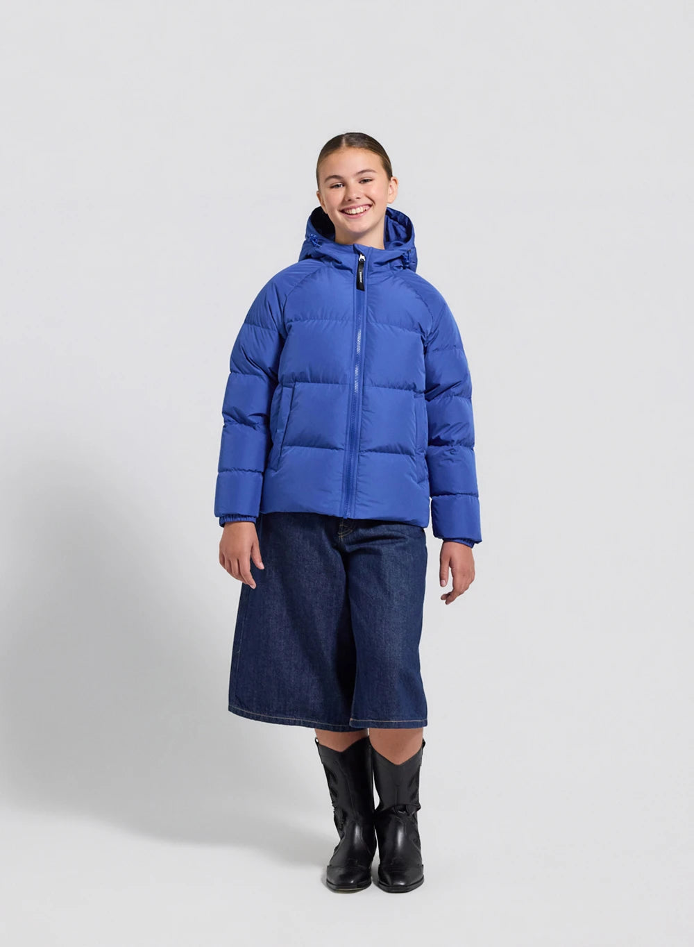 Unisex children's hooded down jacket Pyrenex Sten Smooth blue