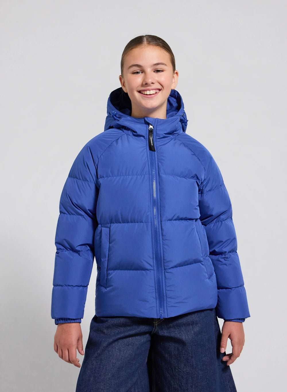 Unisex children's hooded down jacket Pyrenex Sten Smooth blue