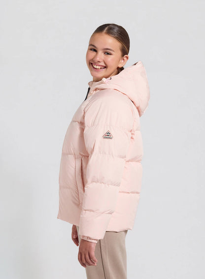 Unisex hooded children's down jacket Pyrenex Sten Smooth pale pink