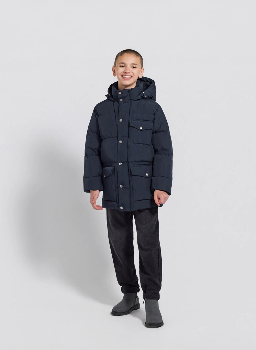 Soal navy blue children's winter puffer jacket