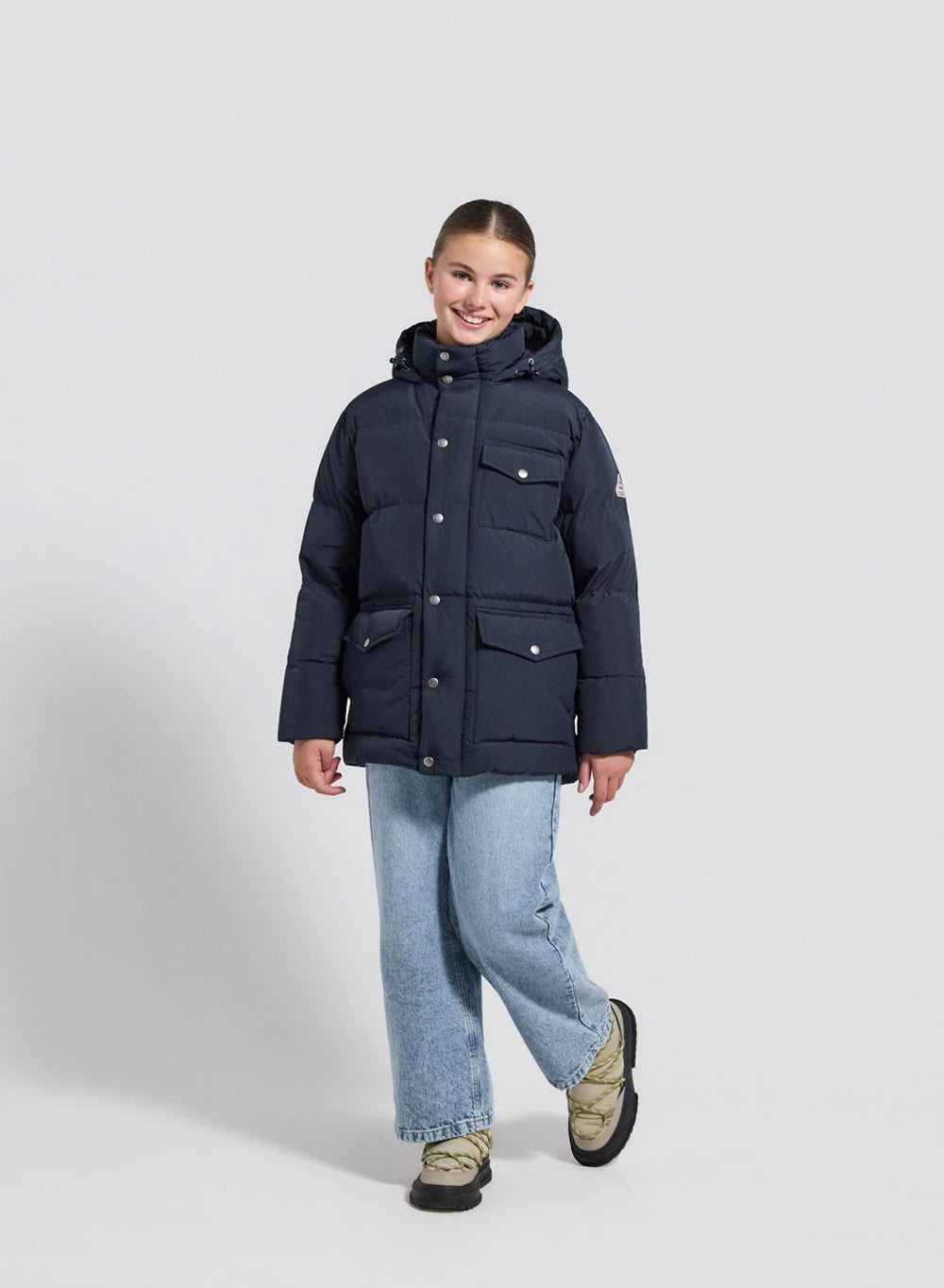Soal navy blue children's winter puffer jacket