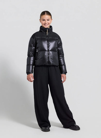 Shiny down jacket for girls Pyrenex Goldin black