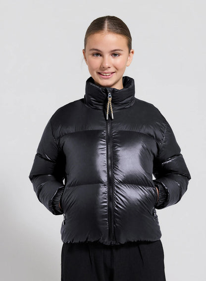 Shiny down jacket for girls Pyrenex Goldin black
