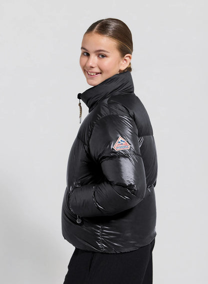 Shiny down jacket for girls Pyrenex Goldin black