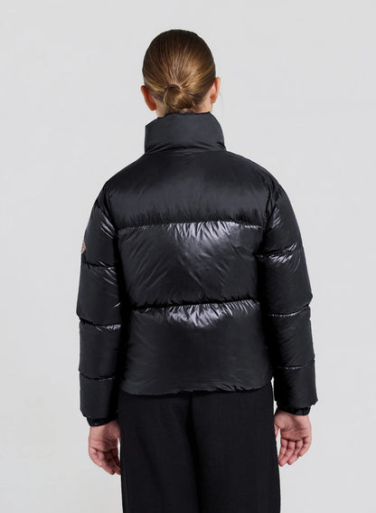 Shiny down jacket for girls Pyrenex Goldin black