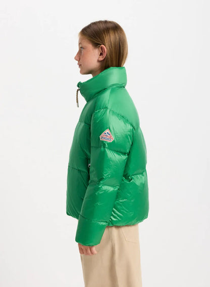 Shiny down jacket for girls Pyrenex Goldin green