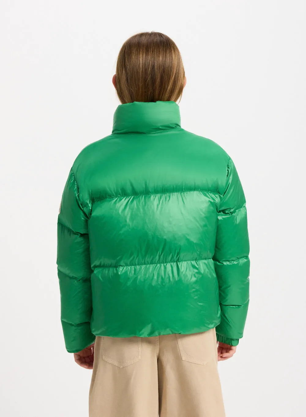 Shiny down jacket for girls Pyrenex Goldin green