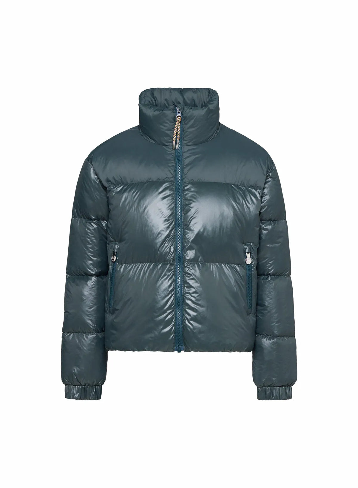 Glossy girls' down jacket Pyrenex Goldin dark green