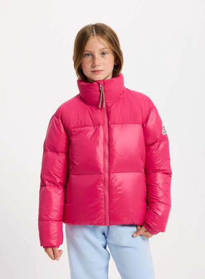 Shiny down jacket for girls Pyrenex Goldin fuchsia