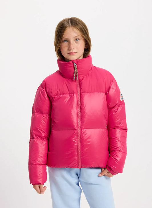 Shiny down jacket for girls Pyrenex Goldin fuchsia