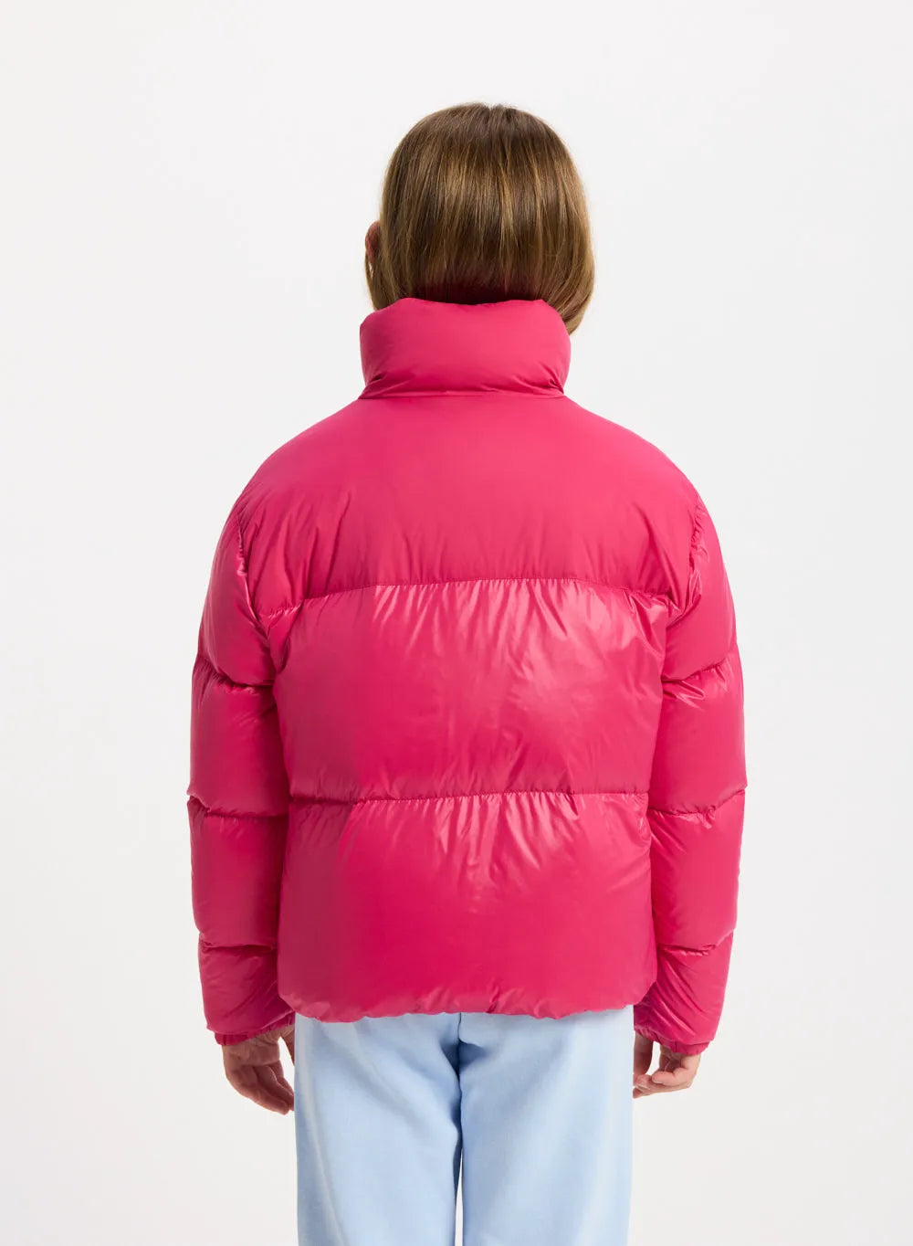 Shiny down jacket for girls Pyrenex Goldin fuchsia