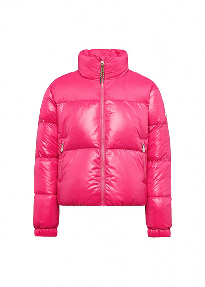 Shiny down jacket for girls Pyrenex Goldin fuchsia