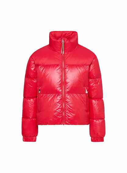 Shiny down jacket for girls Pyrenex Goldin red