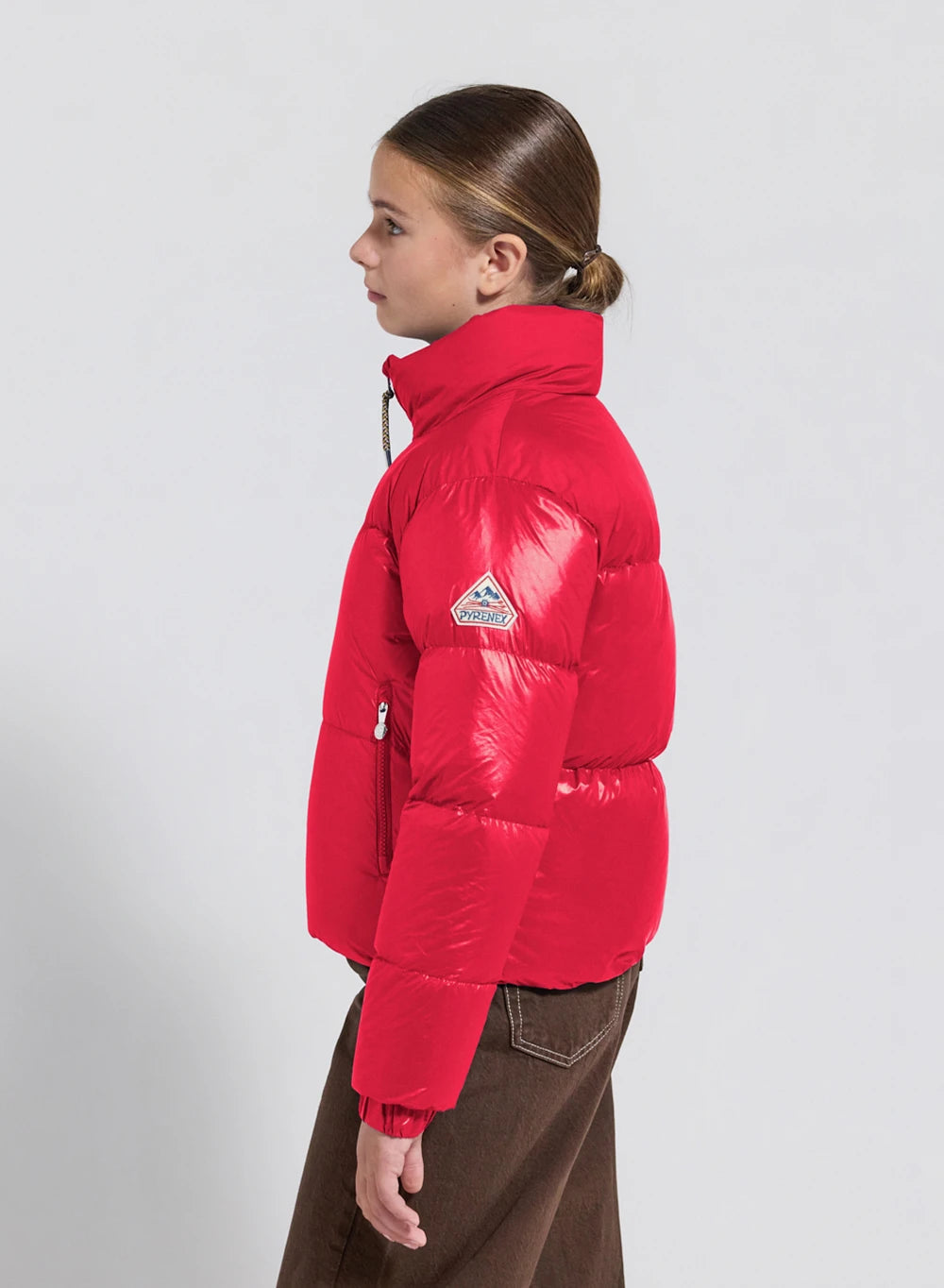 Shiny down jacket for girls Pyrenex Goldin red