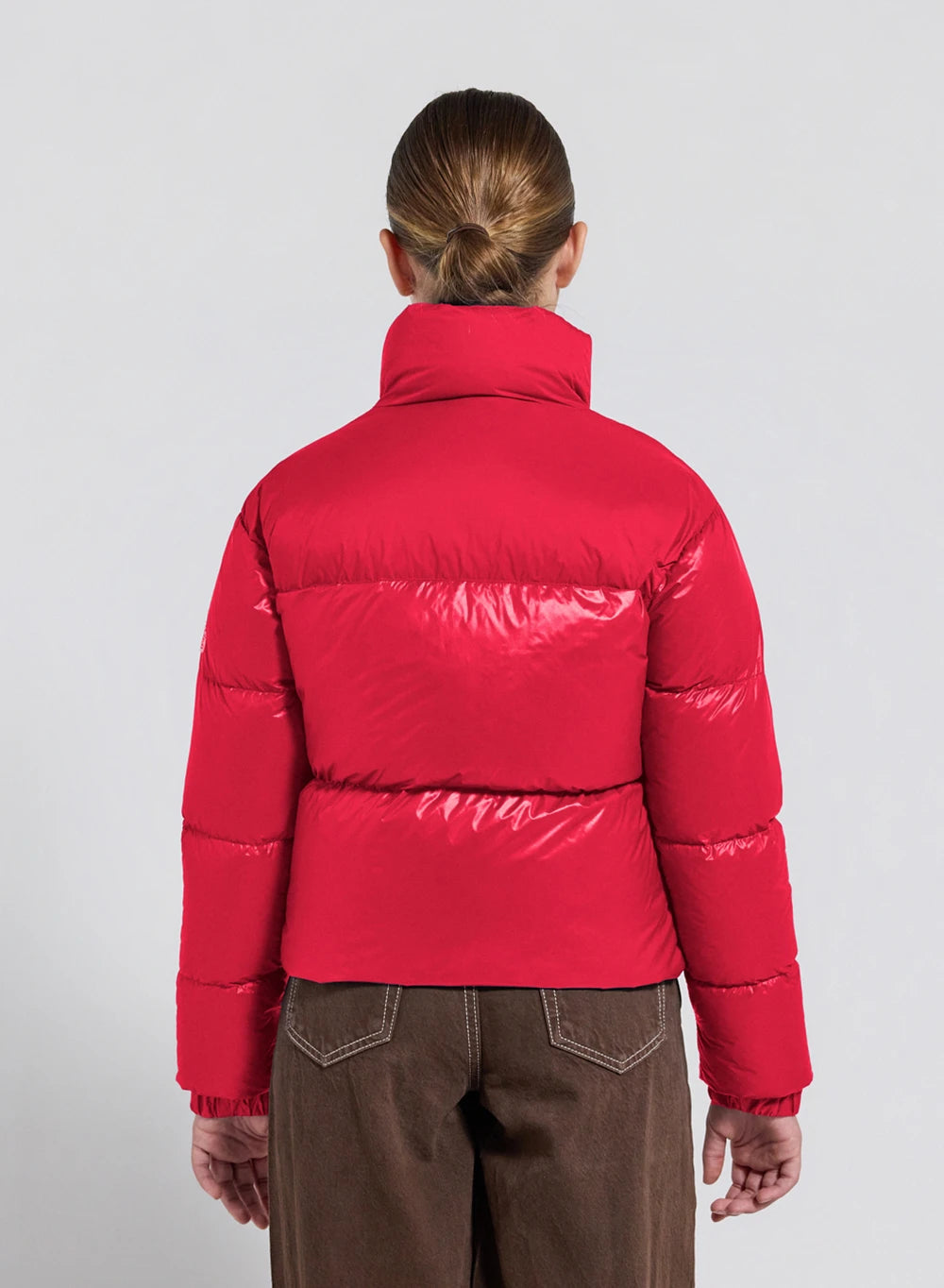 Shiny down jacket for girls Pyrenex Goldin red