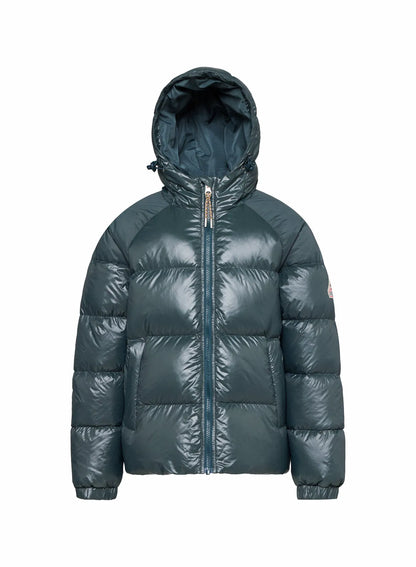 Children's hooded down jacket Pyrenex Sten dark green