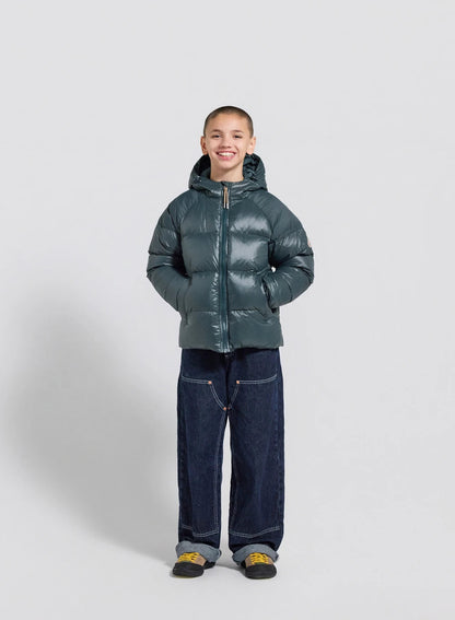 Children's hooded down jacket Pyrenex Sten dark green