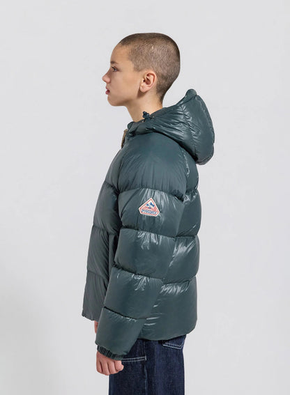 Children's hooded down jacket Pyrenex Sten dark green
