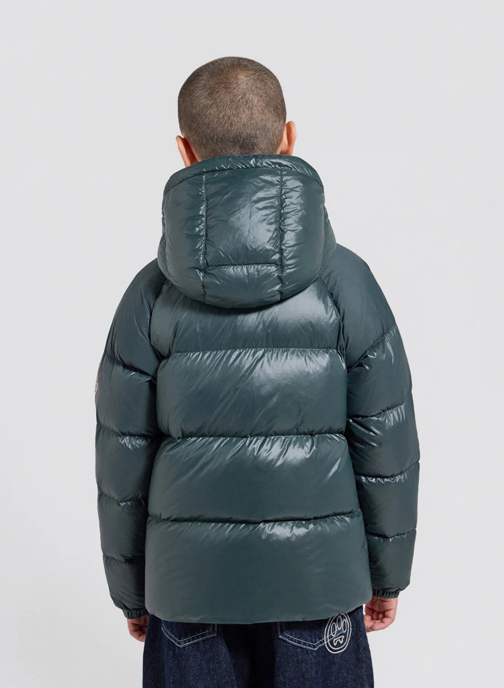 Children's hooded down jacket Pyrenex Sten dark green