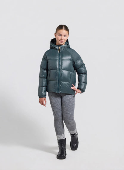 Children's hooded down jacket Pyrenex Sten dark green