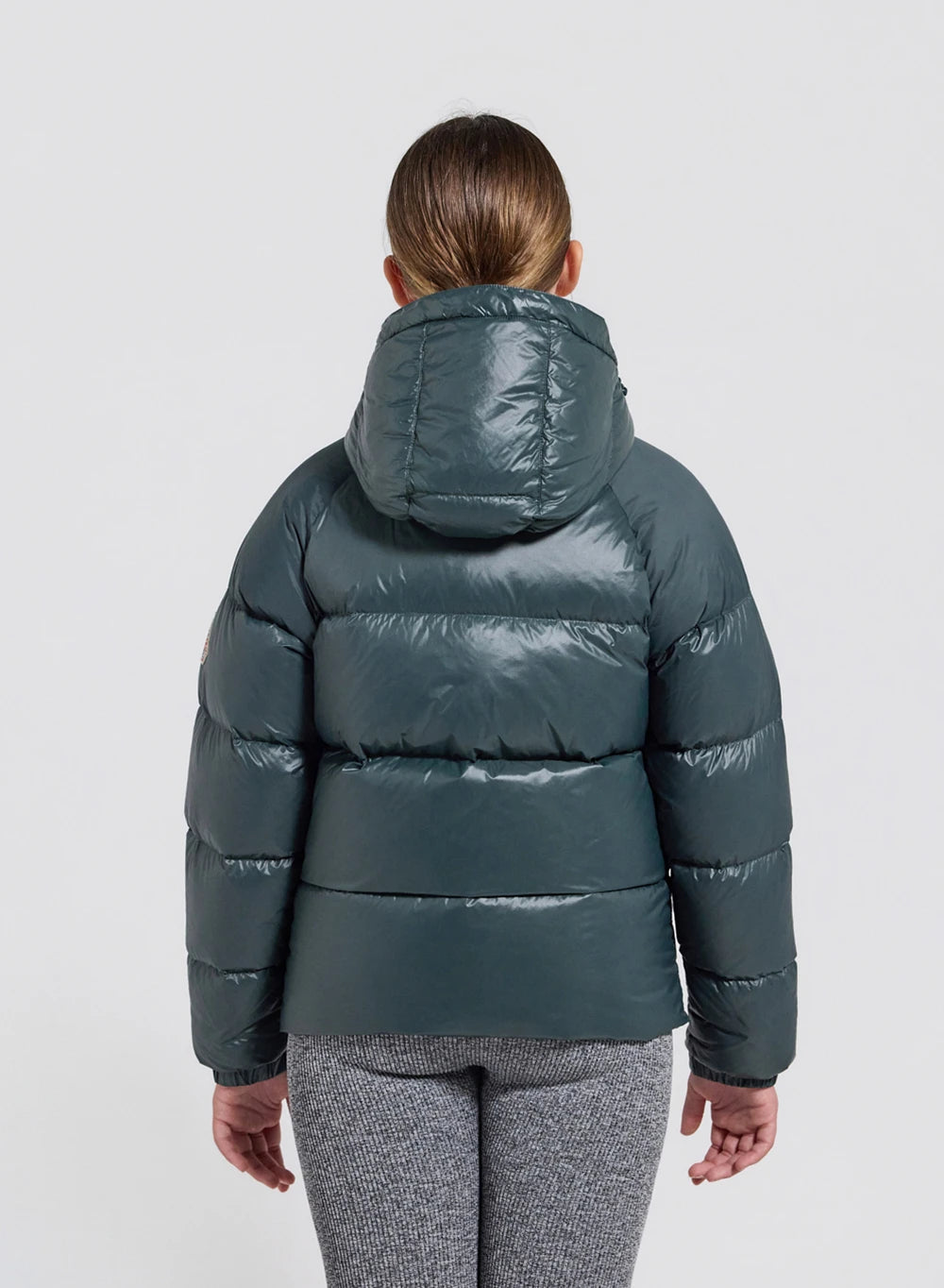 Children's hooded down jacket Pyrenex Sten dark green