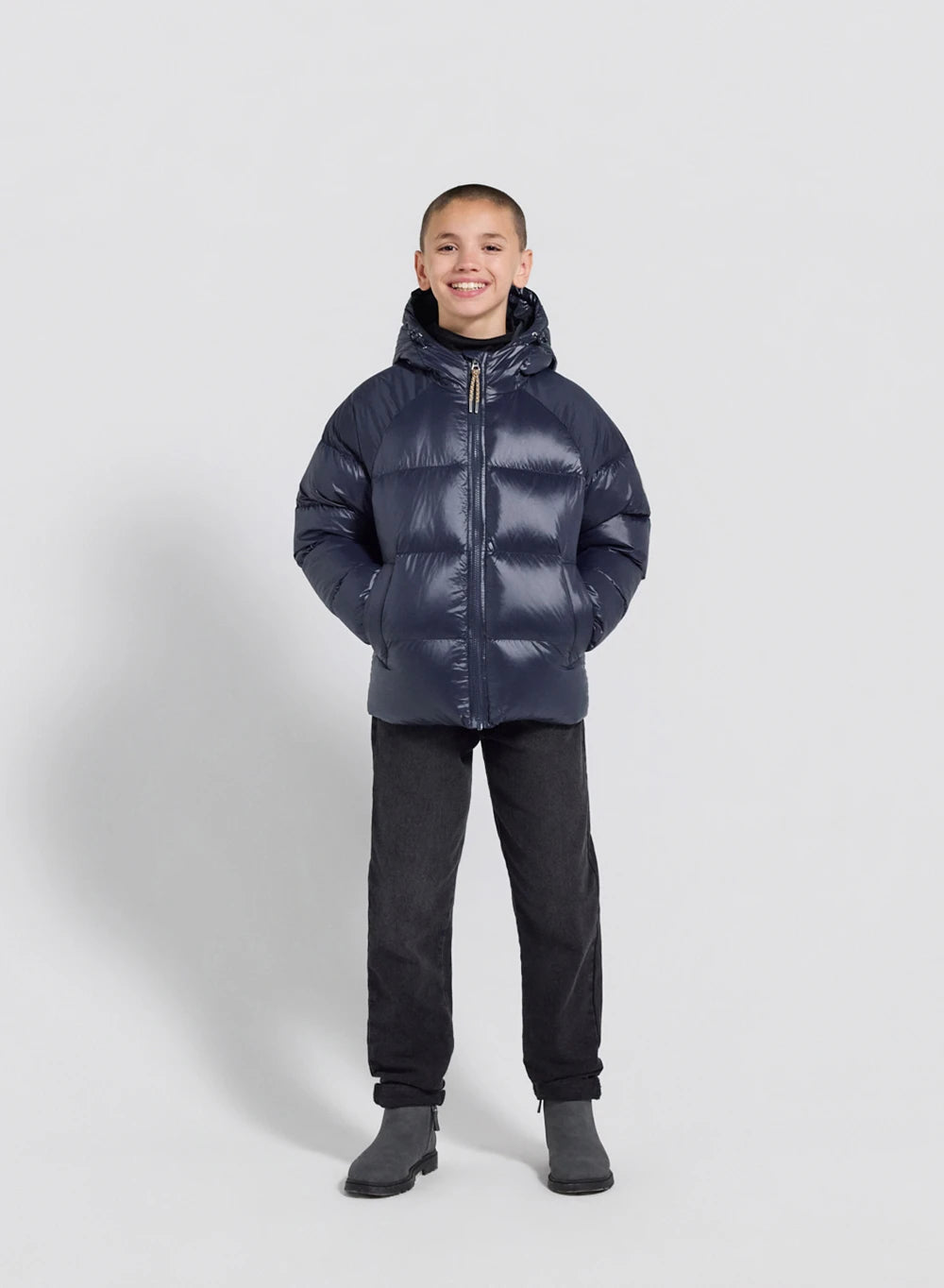 Pyrenex Sten navy blue children's hooded down jacket