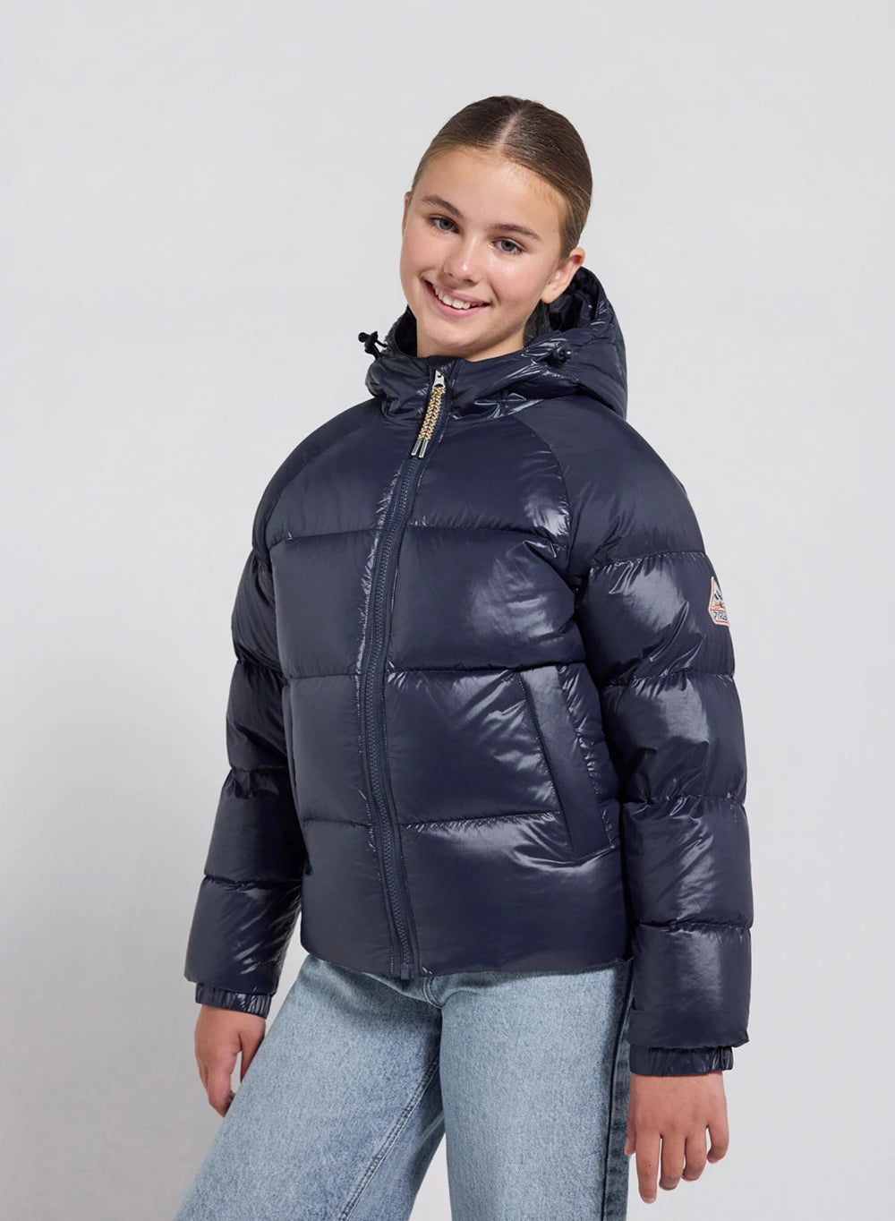 Pyrenex Sten navy blue children's hooded down jacket