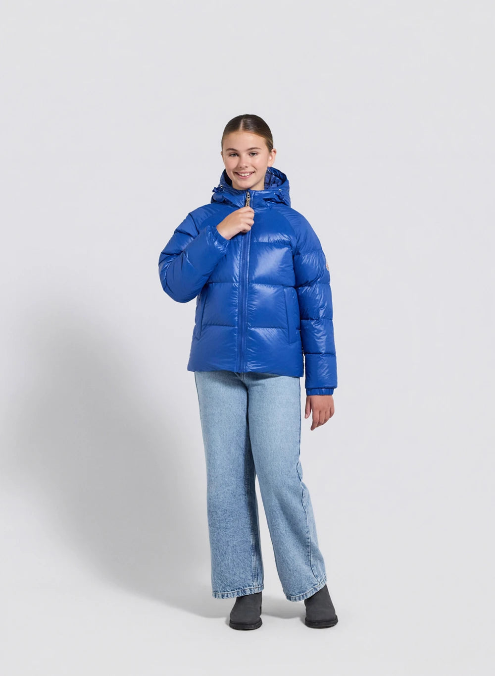 Pyrenex Sten blue children's hooded down jacket