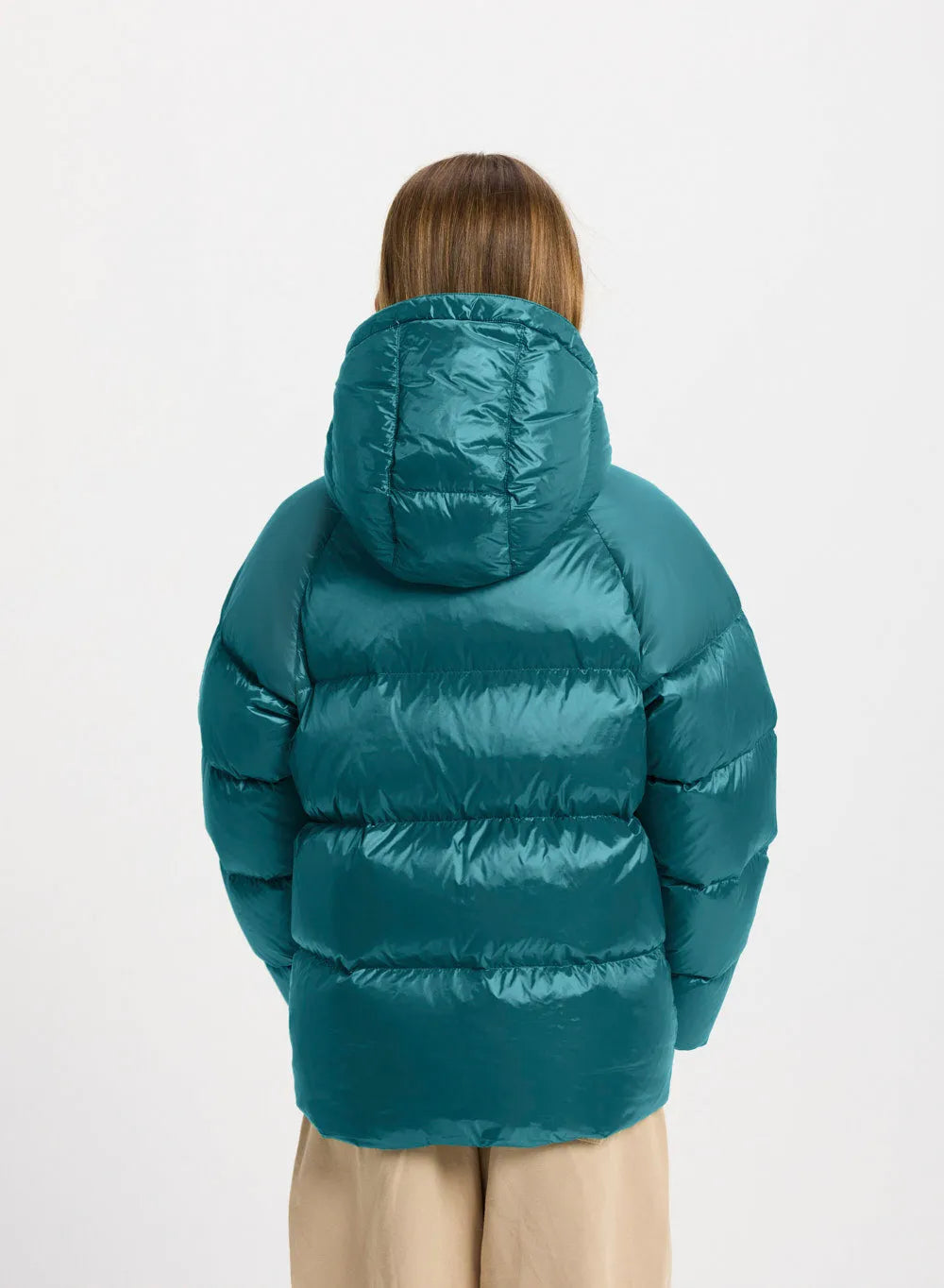 Pyrenex Sten children's hooded down jacket in turquoise blue
