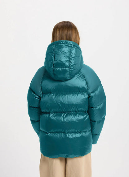 Pyrenex Sten children's hooded down jacket in turquoise blue
