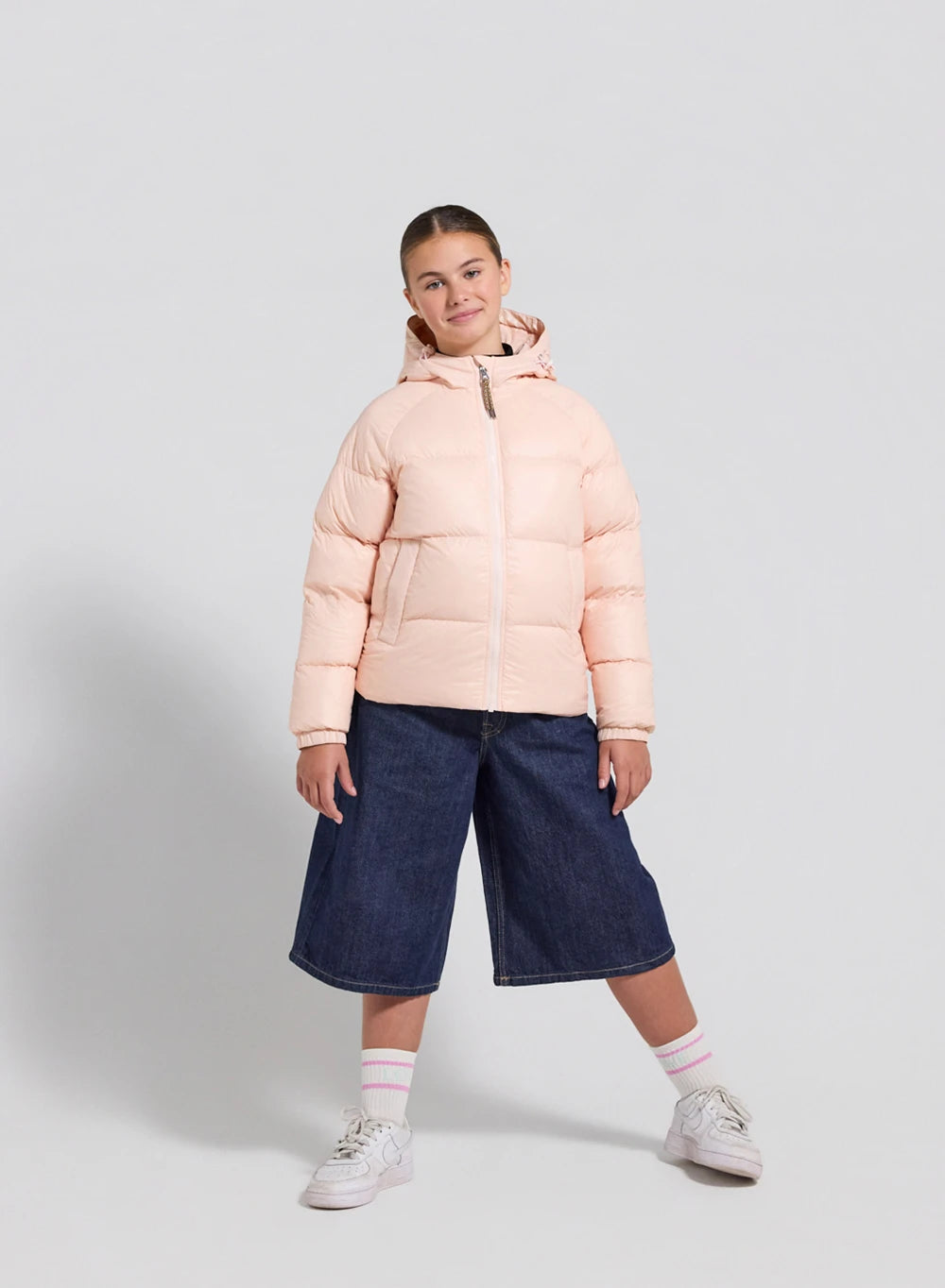 Children's hooded down jacket Pyrenex Sten pale pink