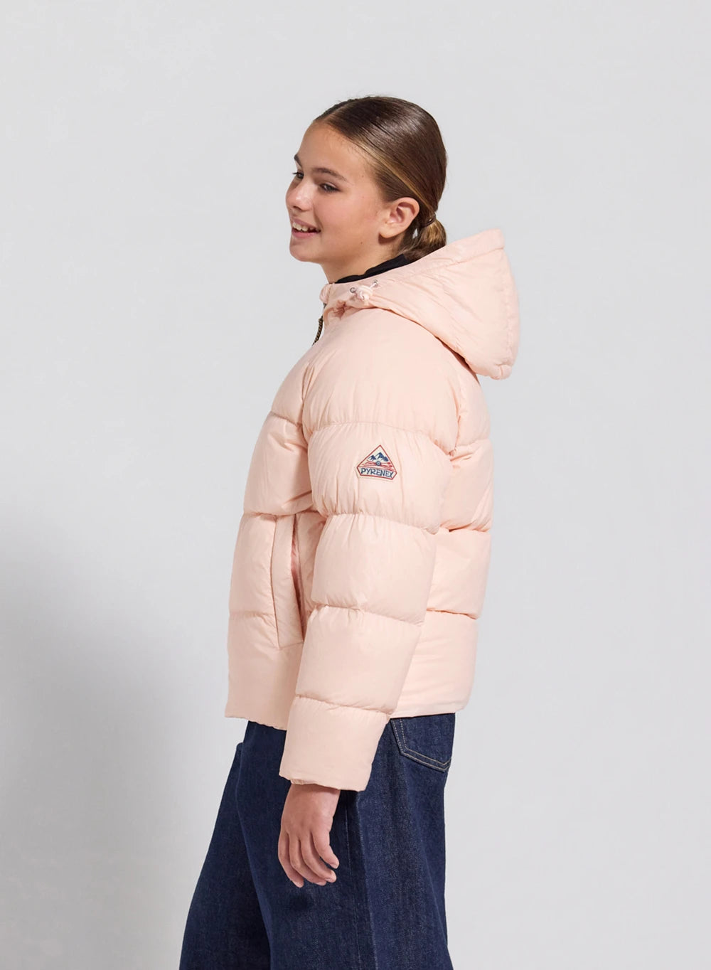 Children's hooded down jacket Pyrenex Sten pale pink