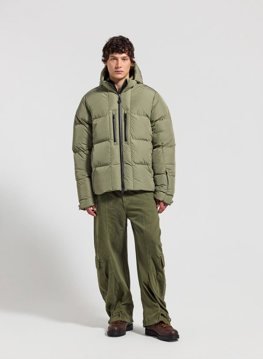 Men's hooded down jacket Pyrenex Impulse light khaki