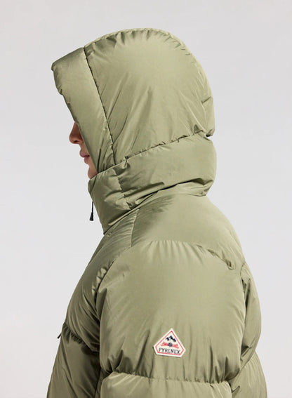 Men's hooded down jacket Pyrenex Impulse light khaki