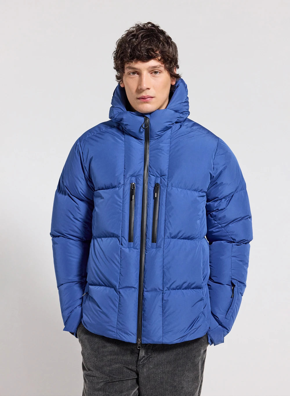 Men's hooded Pyrenex Impulse electric blue down jacket