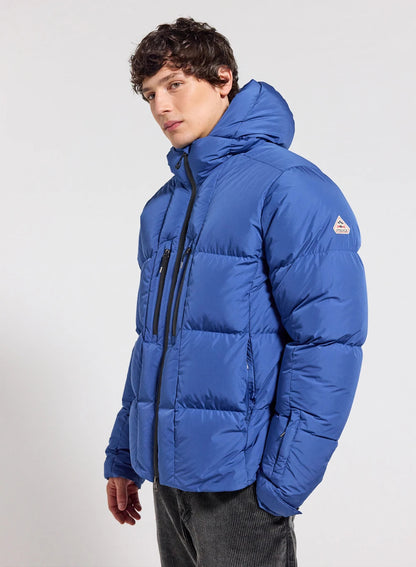 Men's hooded Pyrenex Impulse electric blue down jacket